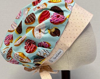 Doughnut scrub hat, tie back bouffant