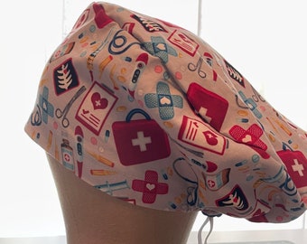 Healthcare Icon Scrub Hat, Adjustable Cotton Nurse Cap