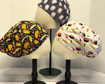 Taco Tuesday scrub hat, sushi, take out, chef hat, food service