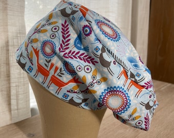 Forest Friends Euro Scrub Hat, Adjustable Cotton Nurse Hat