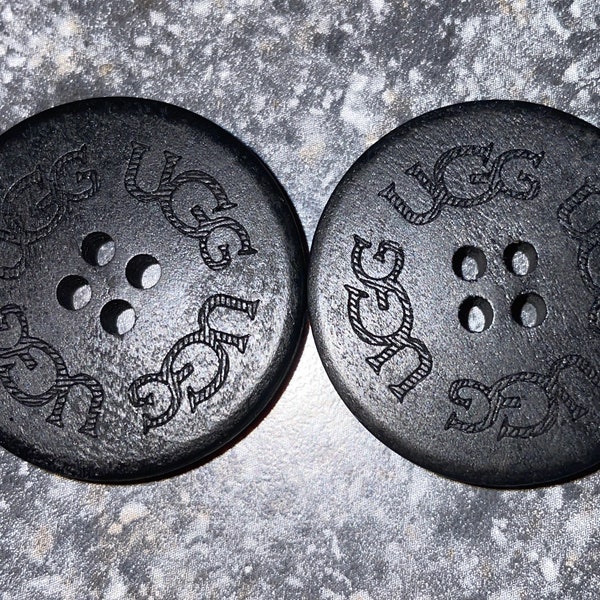 Two (2) UGG Replacement Buttons - Black- for Bailey, Triplet & Cardy Wooden Button Spare Extra wood Button