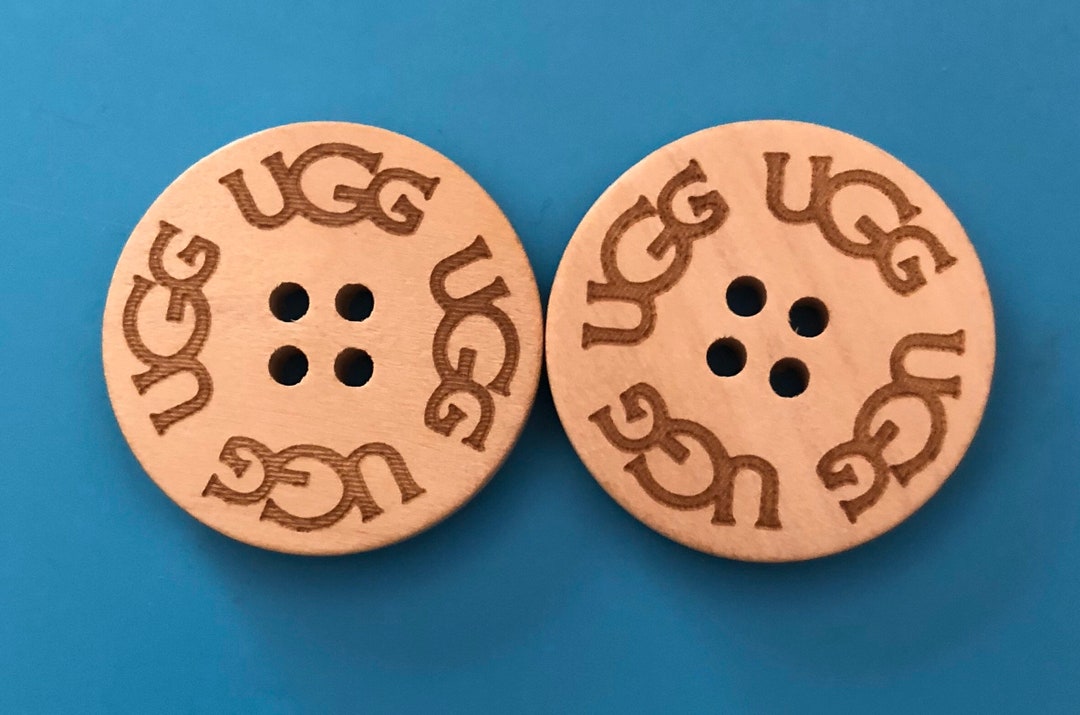 Two 2 UGG Replacement Buttons Natural Sand Wooden 30mm for Bailey