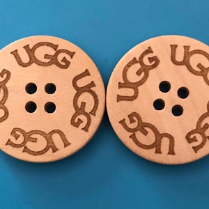 Two (2) UGG Replacement Buttons - Natural Sand Wooden (30mm) for Bailey Button, Triplet & Cardy Boots (extra, spare) Adult