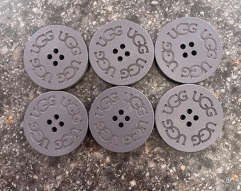Six 6 UGG Replacement Buttons GREY 