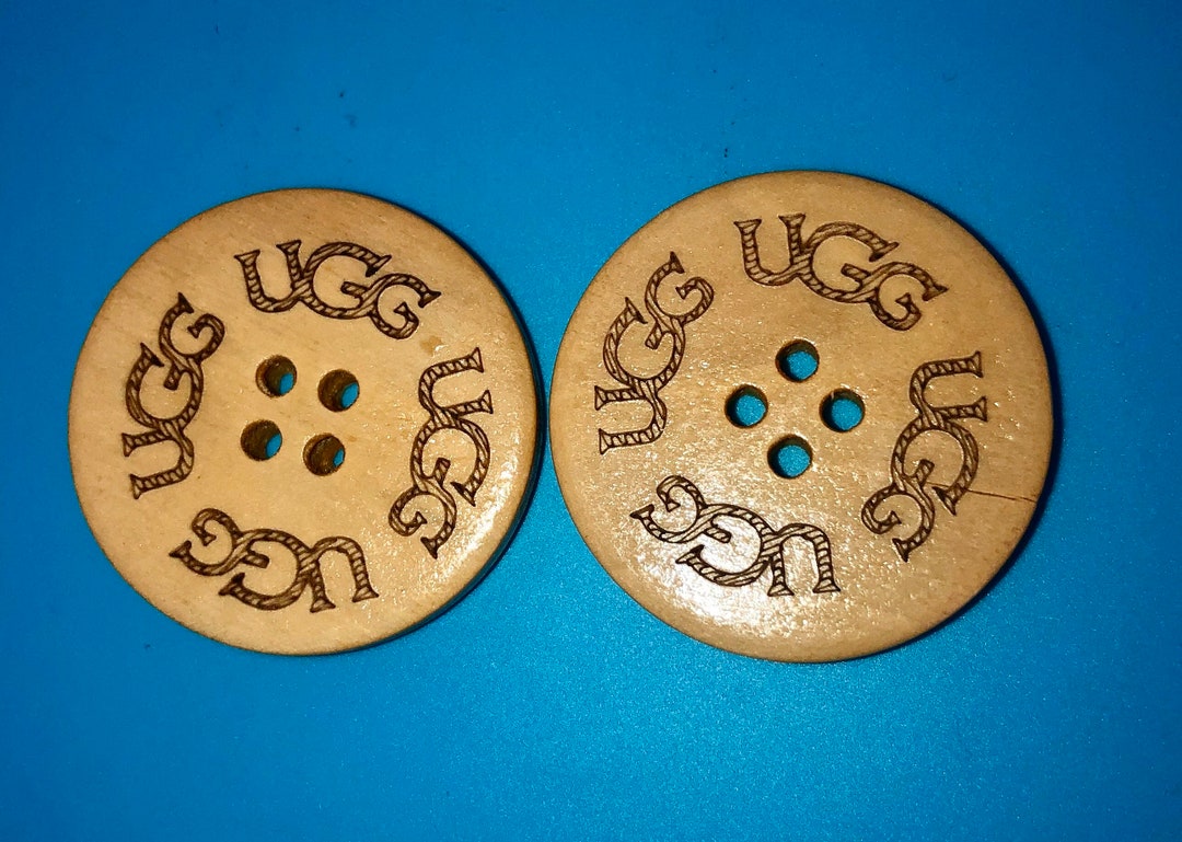 Two 2 UGG Replacement Buttons for Boots Sand/stained Lacquered for