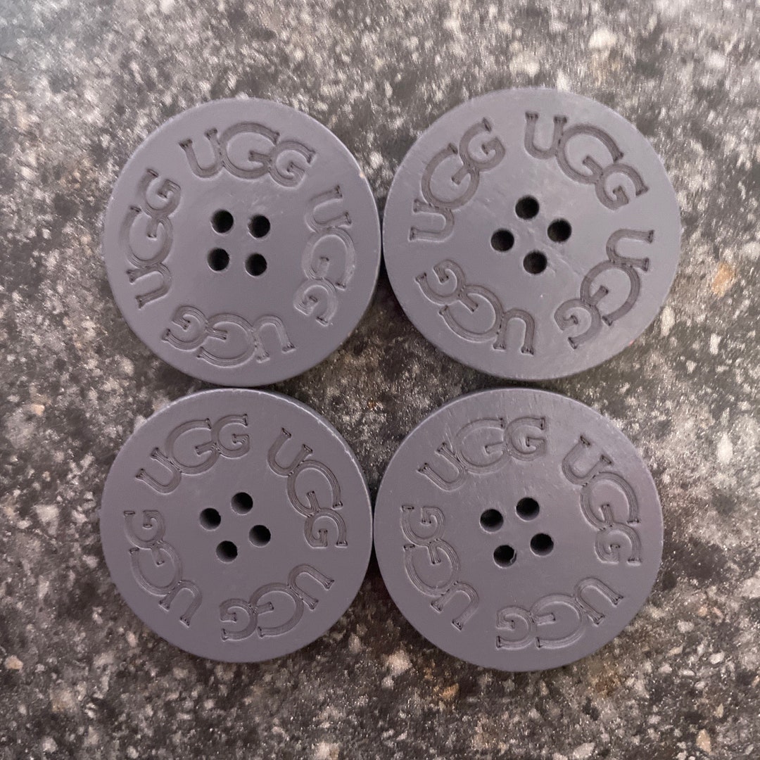 Four 4 UGG GREY Wooden Boot Replacement Buttons for Bailey, Triplet