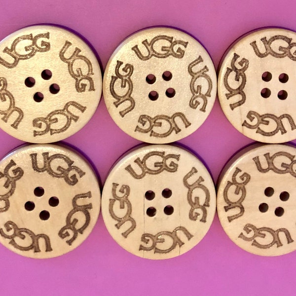 Six (6) UGG Replacement Natural Sand Wood Boot Buttons (30mm) for Bailey Button, Triplet, & Cardy UGGs International Shipping