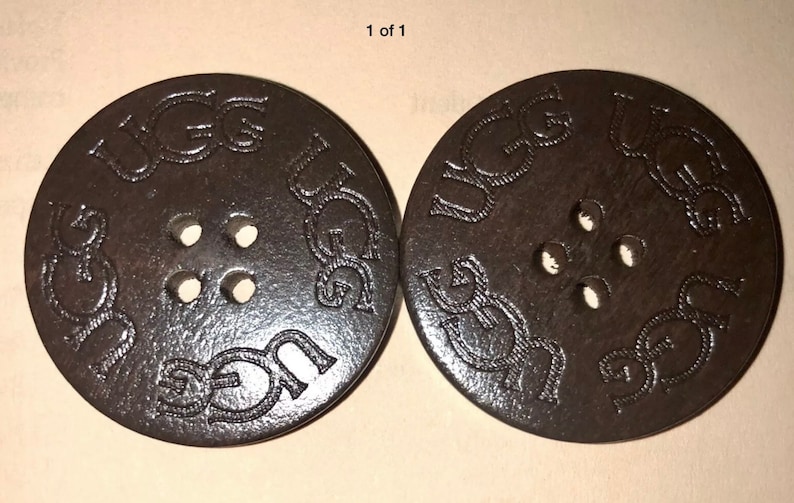 Two 2 UGG Chocolate 30mm Wooden Replacement Buttons for Bailey, Triplet