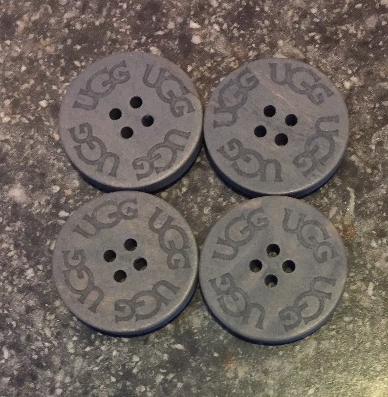 Four 4 UGG GREY Wooden Boot Replacement Buttons for Bailey Etsy