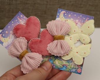 Set of hair ties, Heart, butterfly