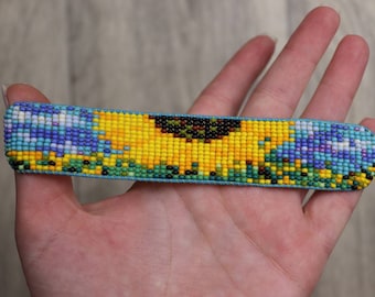 Sunflower bracelet, Beaded  bracelet