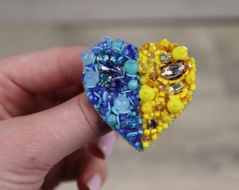Ukraine heart brooch