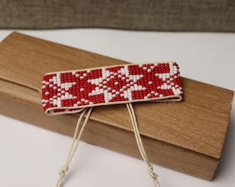Red and white Ukrainian  bracelet