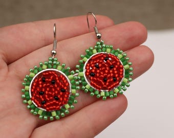 Watermelon earrings, minimalist earrings