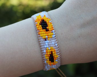 Sunflower bracelet, folk style