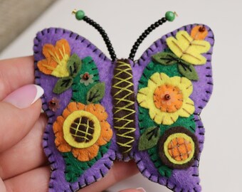 Butterfly brooch, Felt Pin
