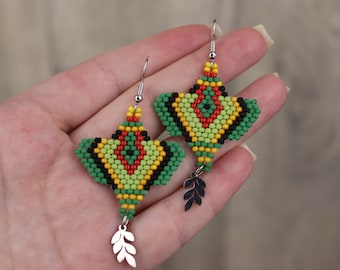 Boho style earrings, Leaf earrings