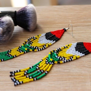 Tassel earrings color, beaded tassel earrings