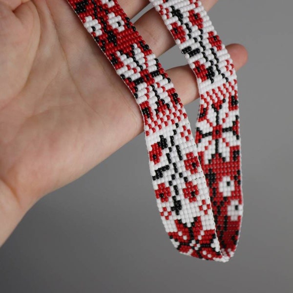 White choker, Ukrainian choker, Viburnum necklace, Red necklace