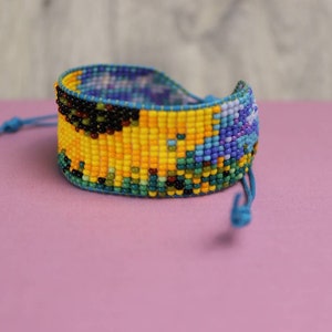 Sunflower bracelet, Beaded bracelet zdjęcie 3