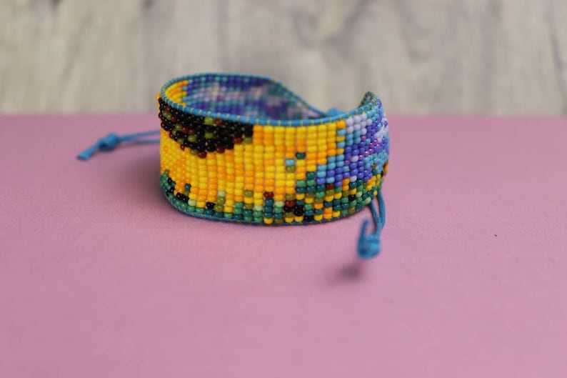 Sunflower bracelet, Beaded bracelet zdjęcie 3