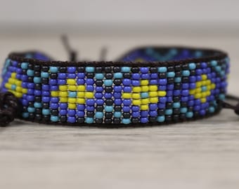 Blue beaded bracelet, Ukrainian bracelet