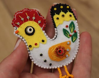Rooster brooch