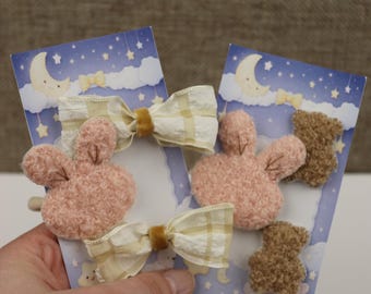Set of hair ties, Bunny, Bear