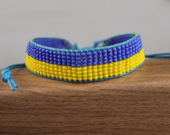 Armband mit ukrainischer Flagge, Perlenarmband