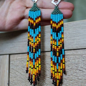 Beaded tassel earrings, hippie style earrings, tassel jewelry image 6