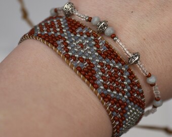 Chocolate and gray bracelet, unique jewelry gift