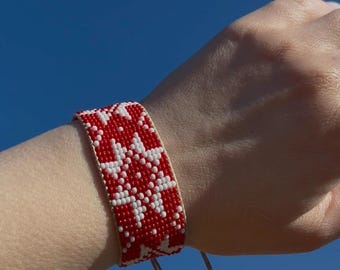Red and white Ukrainian  bracelet