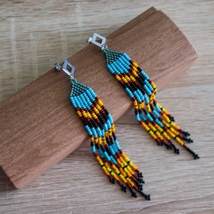 Beaded tassel earrings, hippie style earrings, tassel jewelry image 5