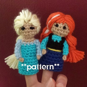 Frozen Crochet Finger Puppet Patterns, Anna and Elsa Finger Puppets, Anna and Elsa Crochet