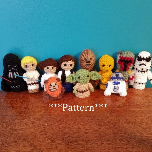 Star Wars Crochet Finger Puppet Patterns Set of 11, Star Wars Crochet Patterns