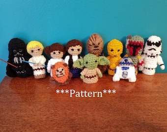 Star Wars Crochet Finger Puppet Patterns Set of 11, Star Wars Crochet Patterns
