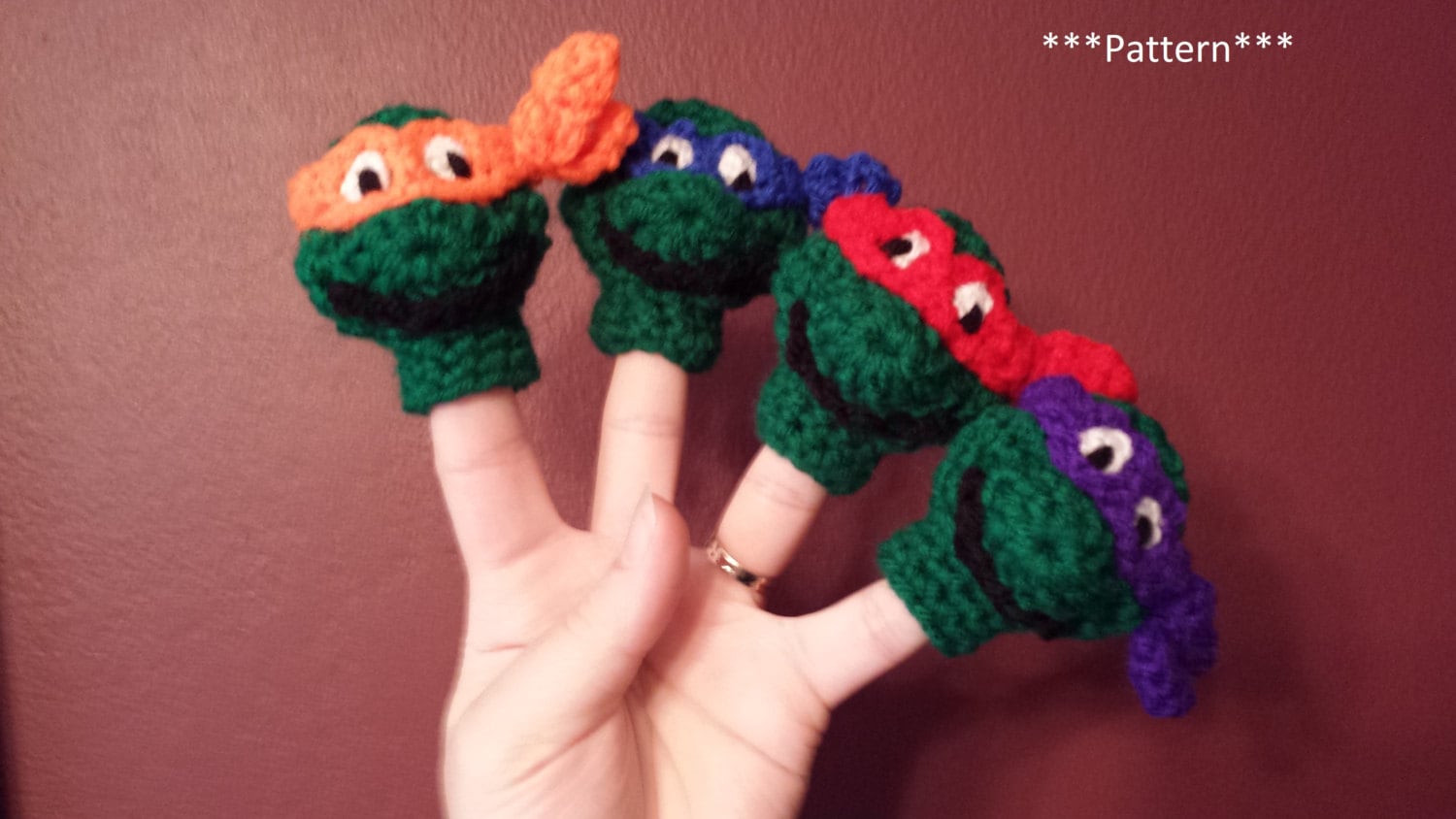 Teenage Mutant Ninja Turtles Finger Puppet Crochet Pattern, ninja turtles finger puppet, TMNT crochet