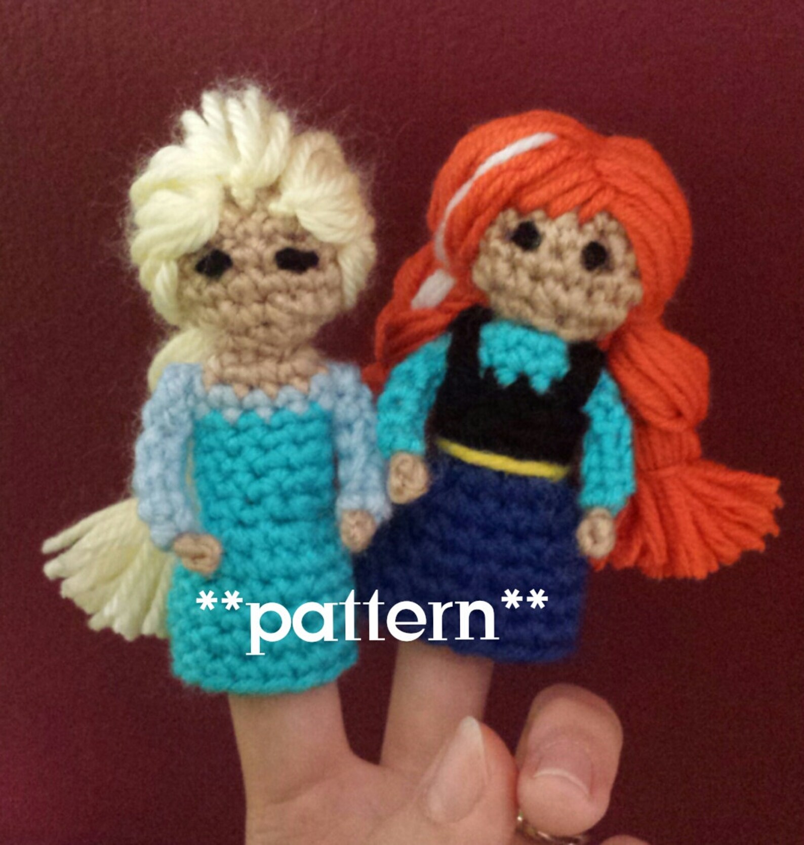 Frozen Crochet Finger Puppet Patterns, Anna and Elsa Finger Puppets ...