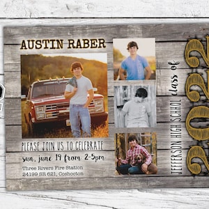 Rustic Graduation Party Invitation DIGITAL FILE