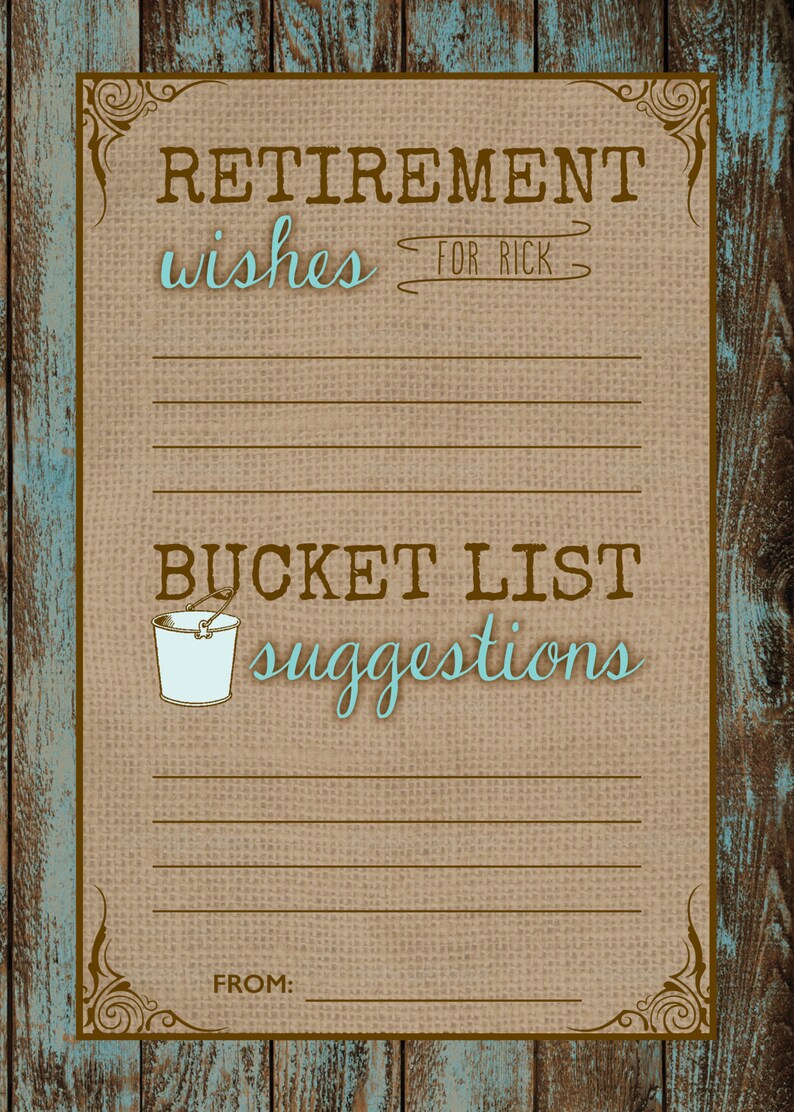 Rustic Surprise Retirement Wishes/bucket List Card DIGITAL Etsy