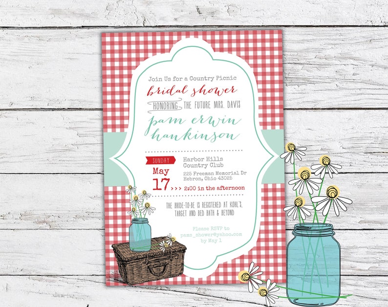 Country Picnic Bridal Shower Invitation DIGITAL FILE Etsy