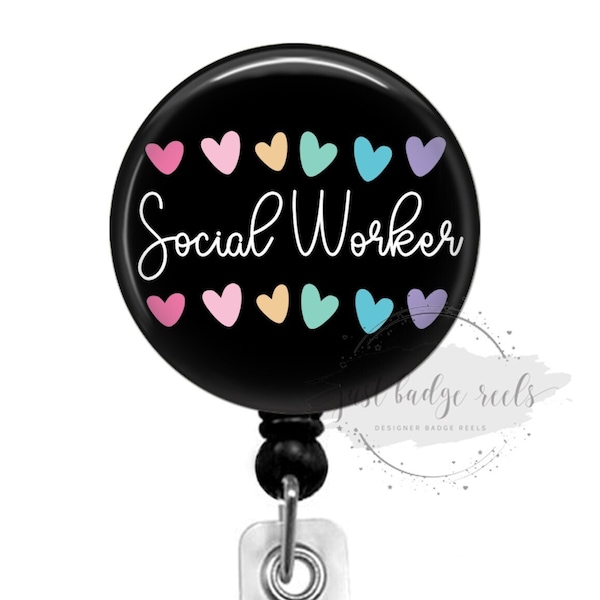 Rainbow Hearts Social Worker Badge Reel - SW Badge Reel - Social Worker Gift - Retractable Badge Reel - Social Worker Badge Reel Holder