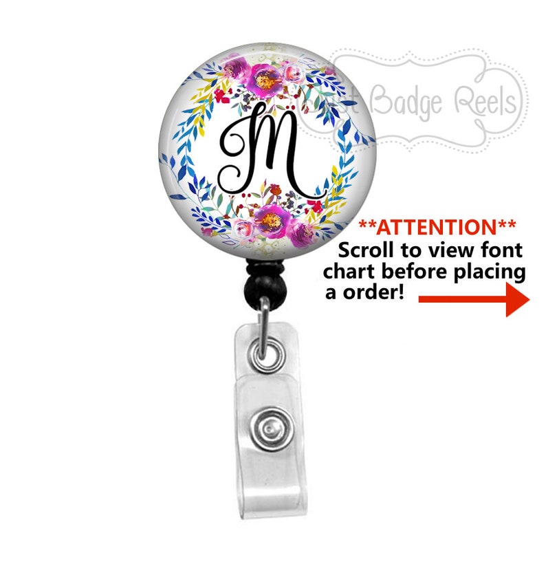 Retractable Badge Holder Floral Badge Reel Pink & Blue Etsy