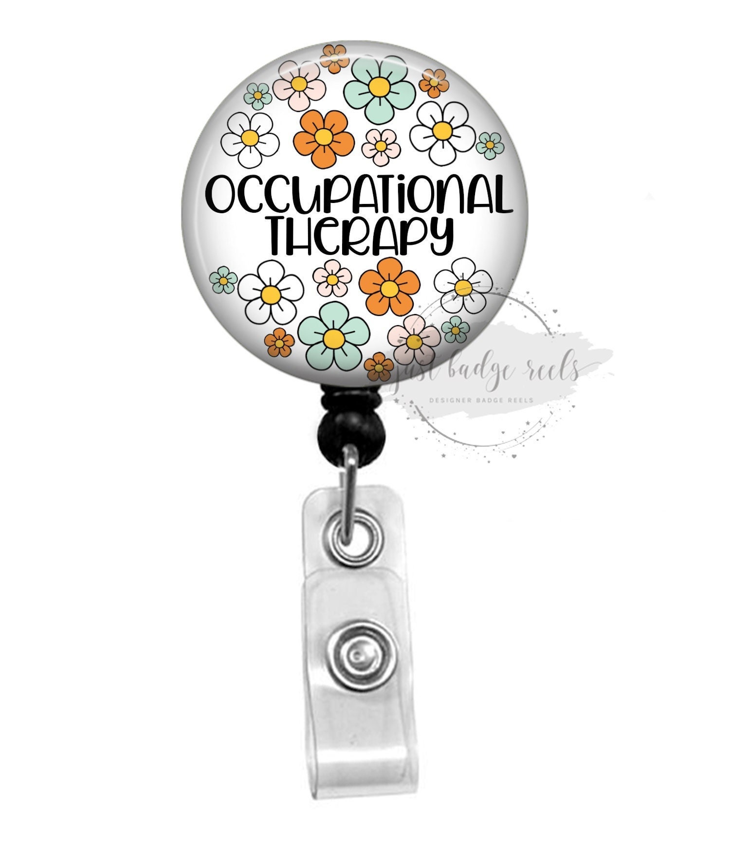 Floral Occupational Therapy Badge Reel Holder - OT Badge Reel - OT Gift -  Retractable Badge Reel - Occupational Therapist Badge Holder