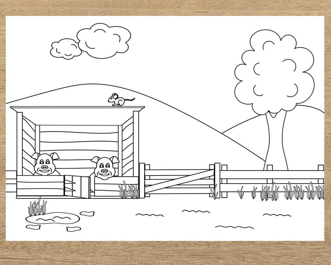 Farmyard Colouring Pages Children's Coloring Pages Farm | Etsy
