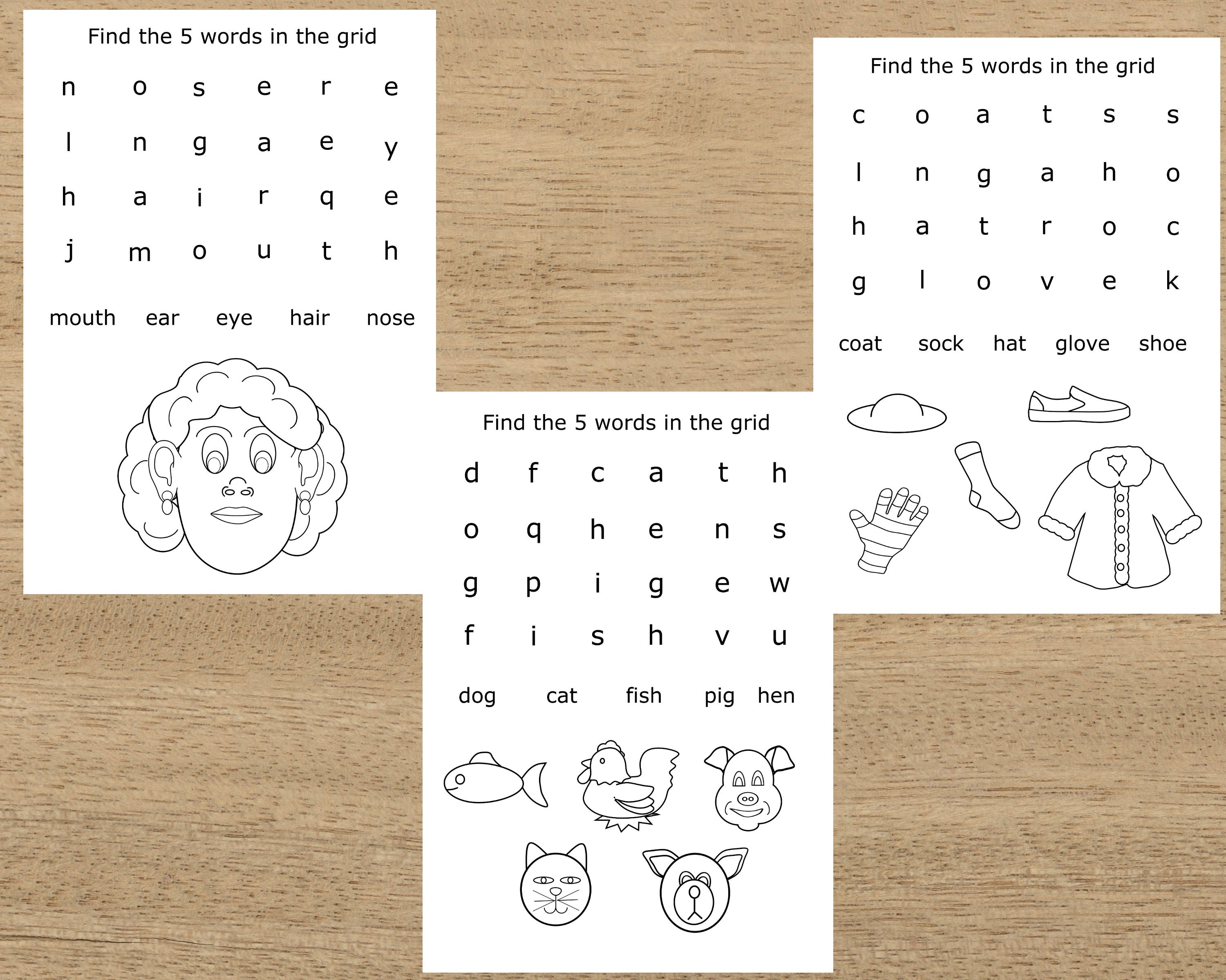 Word Search Puzzles Children's Activities Kid's Word | Etsy