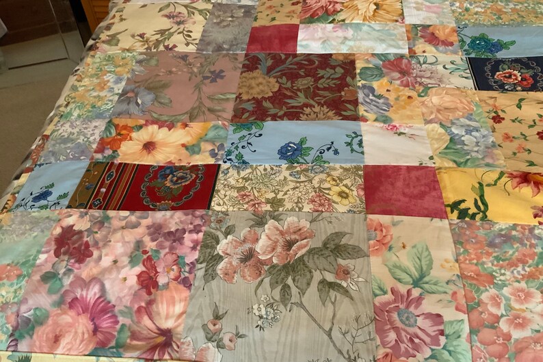Handmade Floral Patchwork quilt made with vintage repurposed Etsy