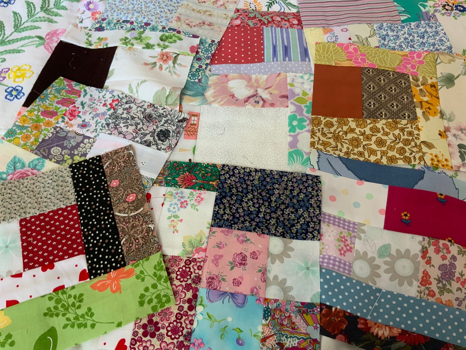 Patchwork squares Upcycled 8 fabric squares. Sewing Etsy