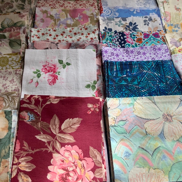 6” x 40 fabric squares, Sewing Bee inspiration vintage squares.  Patchwork jacket, skirt or quilt, ideal slow stitching pack.