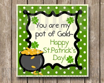 Instant Download - St Patrick's Day Tag - Pot of Gold - Happy St Patrick's Day  - Print at Home